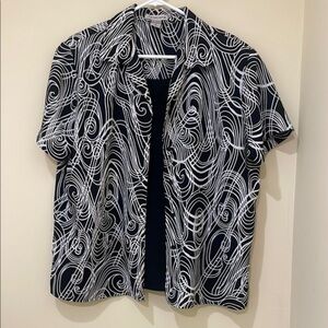 Notations Black and White Swirl Button Down Shirt